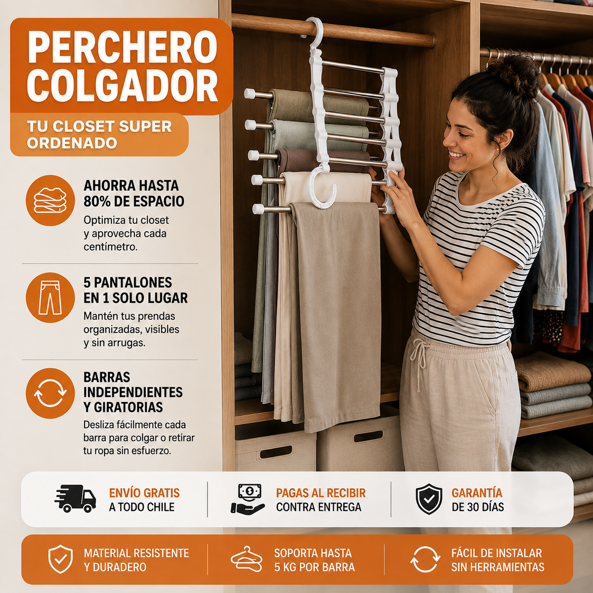 Colgador Multicapa Plegable-Ordena y Ahorra Espacio en tu closet fácil